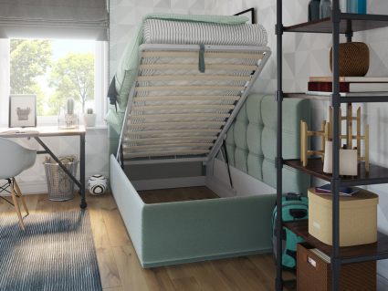 Кровать Nuvola Sabina угловая Velutto 22 (с подъемным механизмом) 160х190